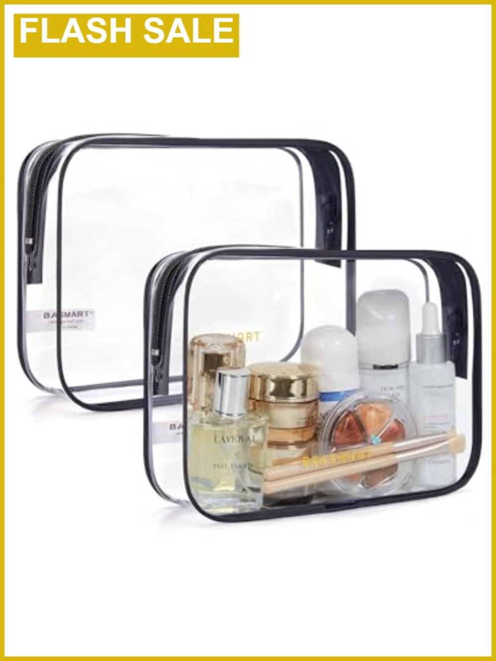 Clear Toiletry Bag 2-Pack TSA Approved Water-Repellent Travel Cosmetic Pouch